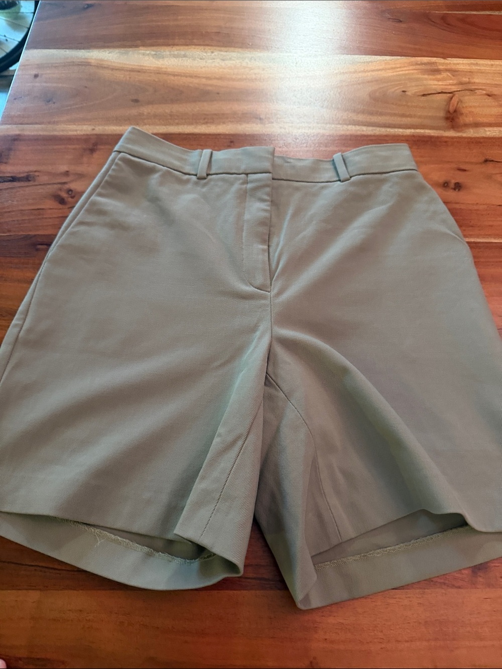 Aritzia Babaton agency High-Rise Tailored Shorts in Olive beige long 
Slim fit